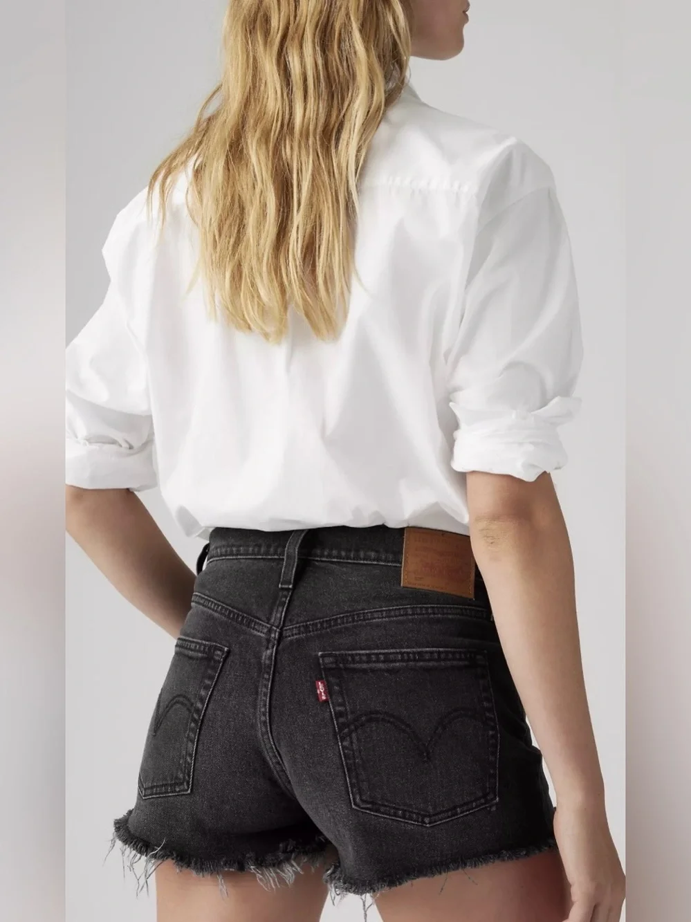 Levi's Premium 501 Black Shorts Button-Fly Hem Distressed Women’s Size 24